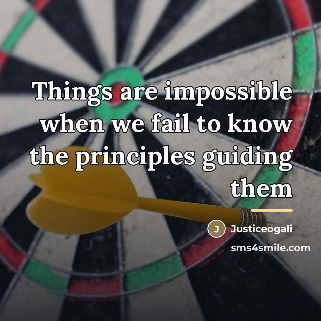 “Things are impossible when we fail to know the principles…” quote by Justiceogali