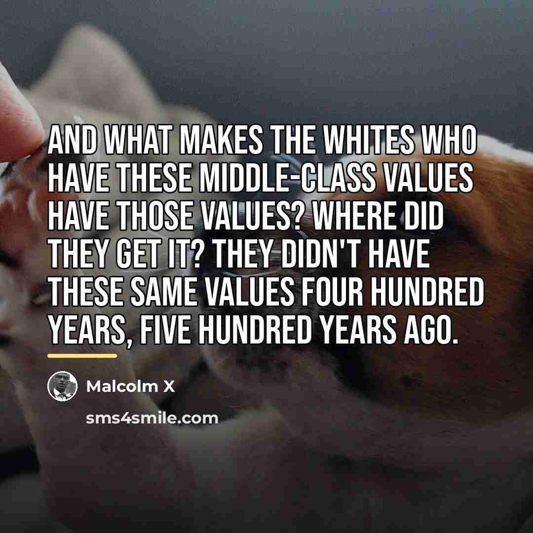“And what makes the whites who have these middle-class values…” quote by Malcolm X