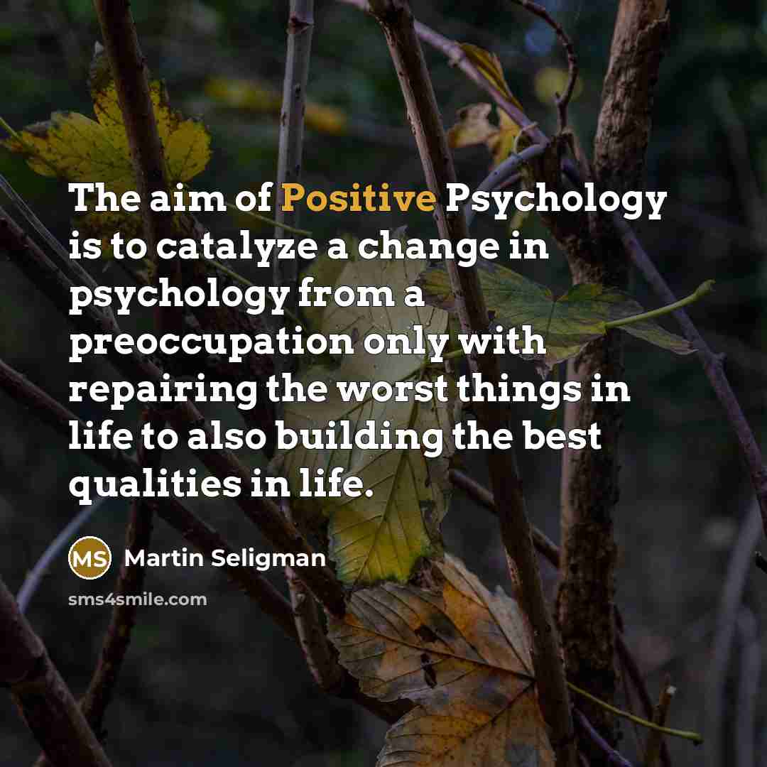 “The aim of Positive Psychology is to catalyze a change…” quote by Martin Seligman