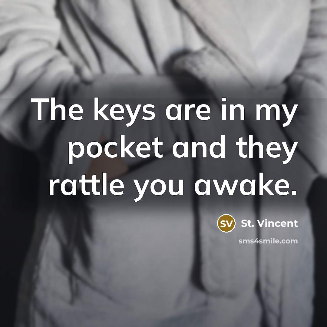 “The keys are in my pocket and they rattle you…” quote by St. Vincent