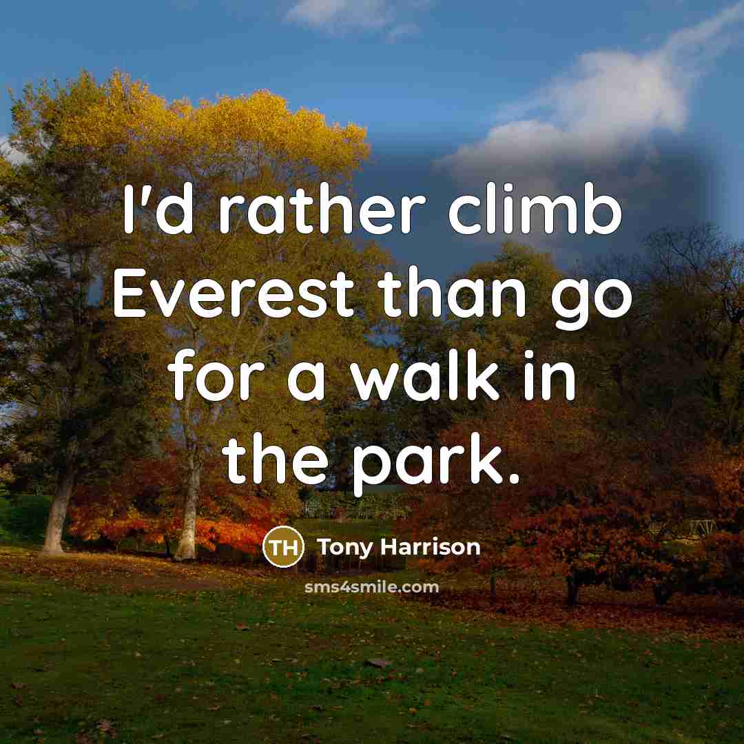 “I'd rather climb Everest than go for a walk in…” quote by Tony Harrison