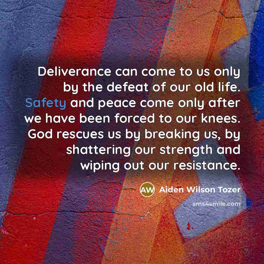 “Deliverance can come to us only by the defeat of…” quote by Aiden Wilson Tozer