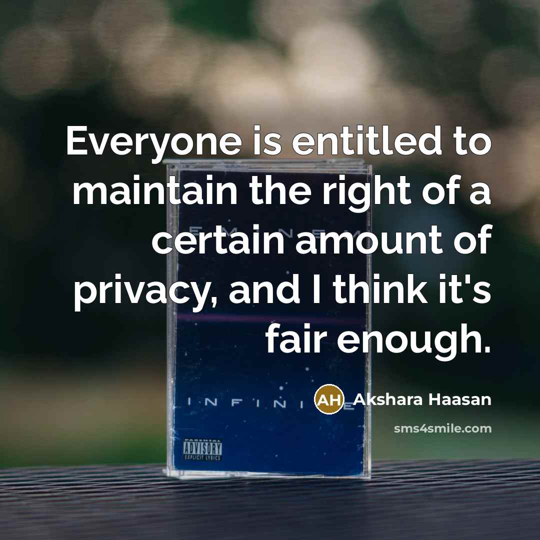 “Everyone is entitled to maintain the right of a certain…” quote by Akshara Haasan