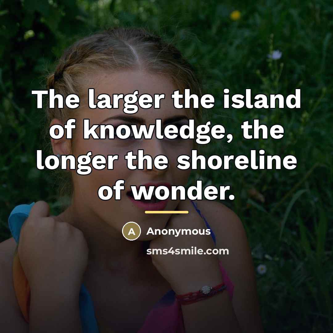 “The larger the island of knowledge, the longer the shoreline…” quote by Anonymous