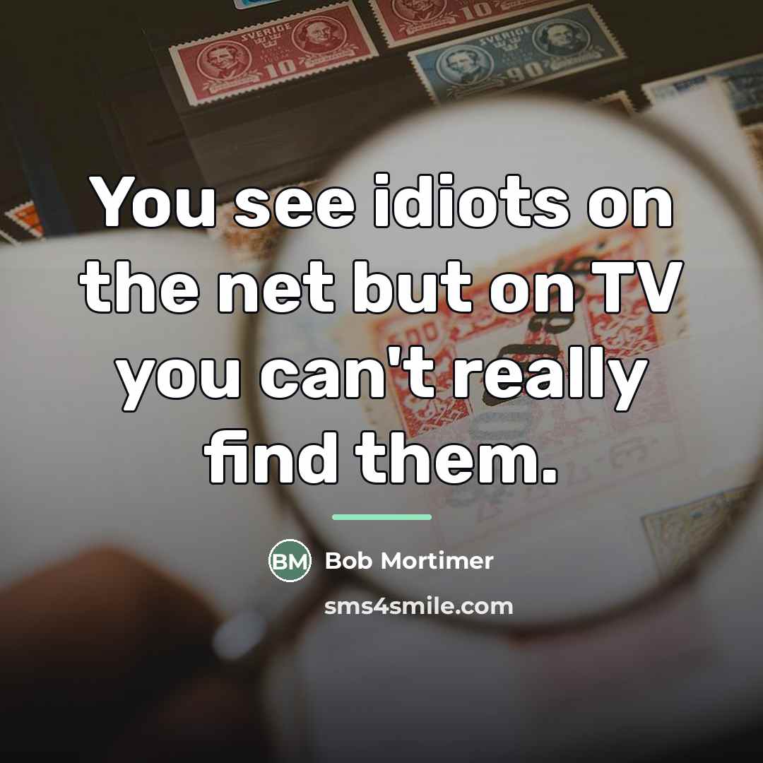 “You see idiots on the net but on TV you…” quote by Bob Mortimer