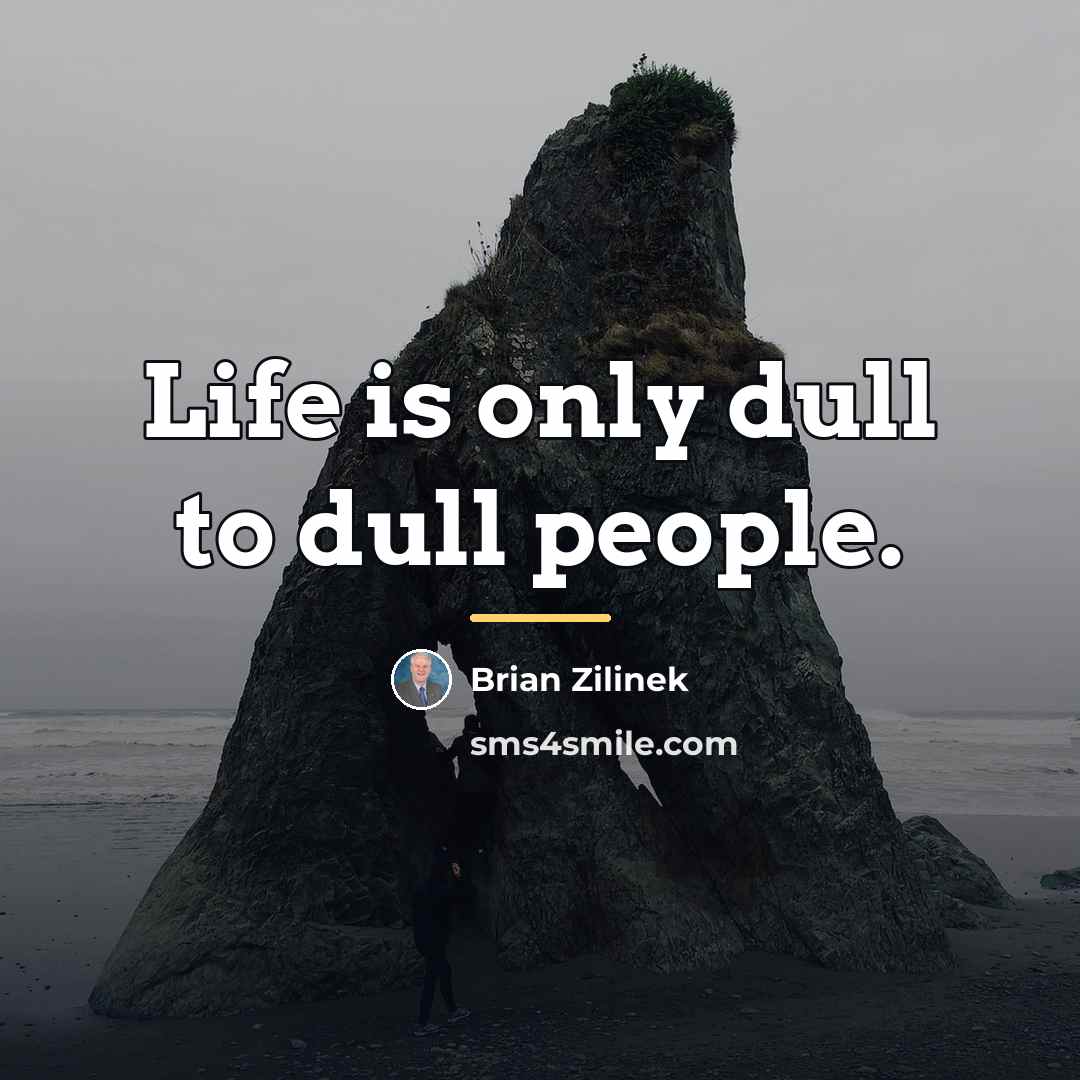“Life is only dull to dull people.…” quote by Brian Zilinek