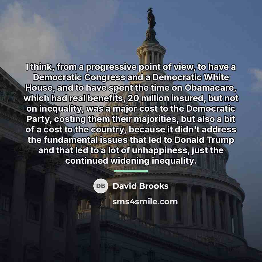 “I think, from a progressive point of view, to have…” quote by David Brooks