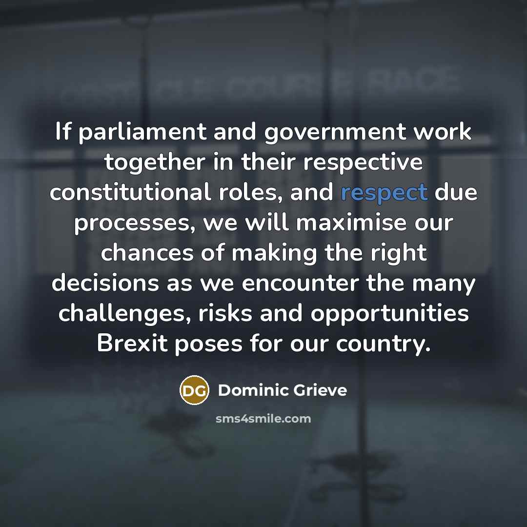 “If parliament and government work together in their respective constitutional…” quote by Dominic Grieve