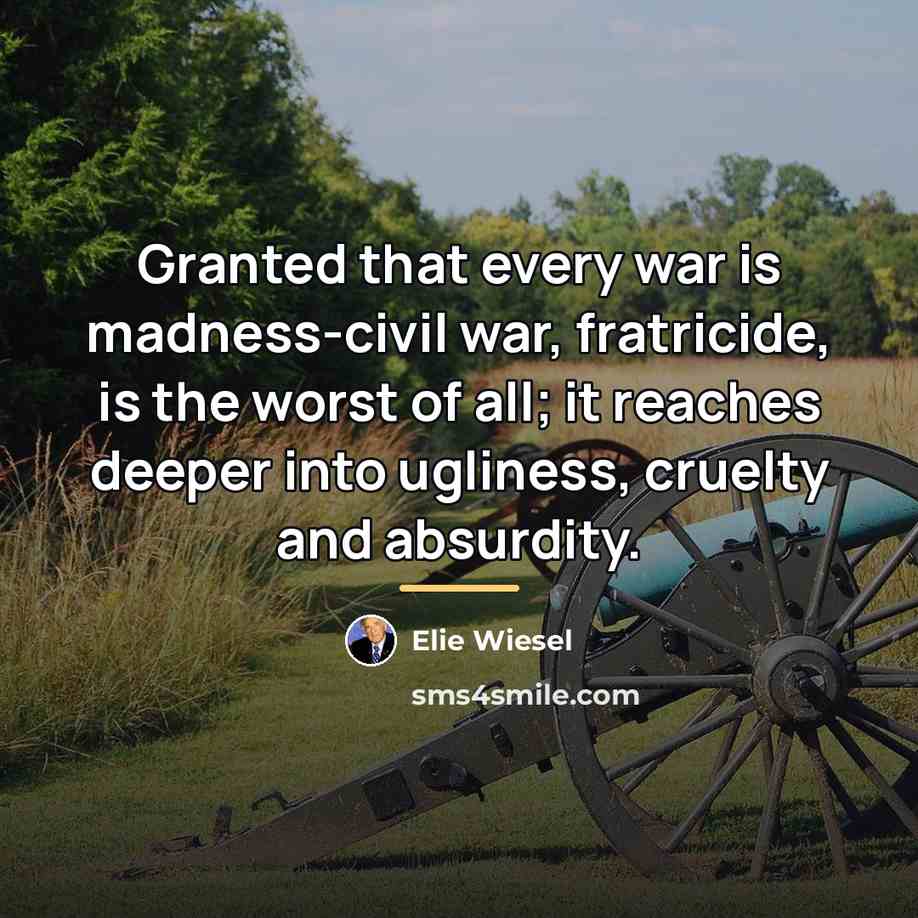 “Granted that every war is madness-civil war, fratricide, is the…” quote by Elie Wiesel