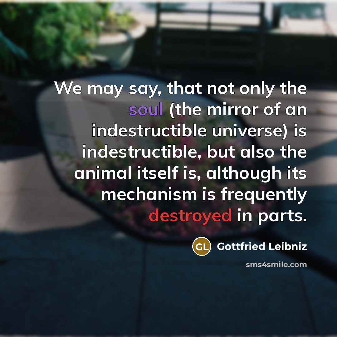 “We may say, that not only the soul (the mirror…” quote by Gottfried Leibniz