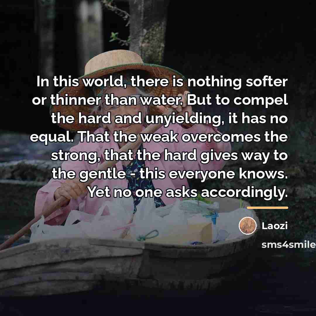 “In this world, there is nothing softer or thinner than…” quote by Laozi