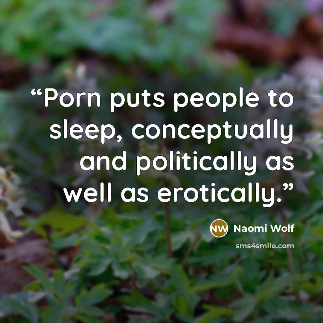 “Porn puts people to sleep, conceptually and politically as well as erotically.” quote by Naomi Wolf
