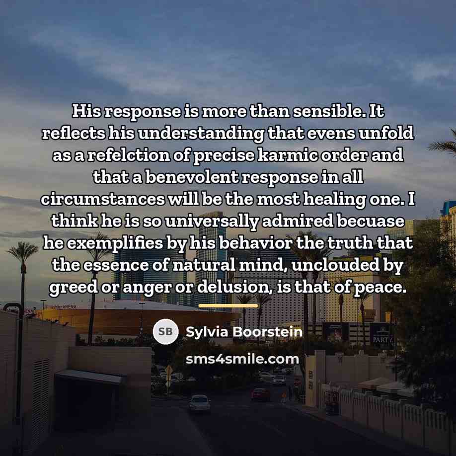 “His response is more than sensible. It reflects his understanding…” quote by Sylvia Boorstein