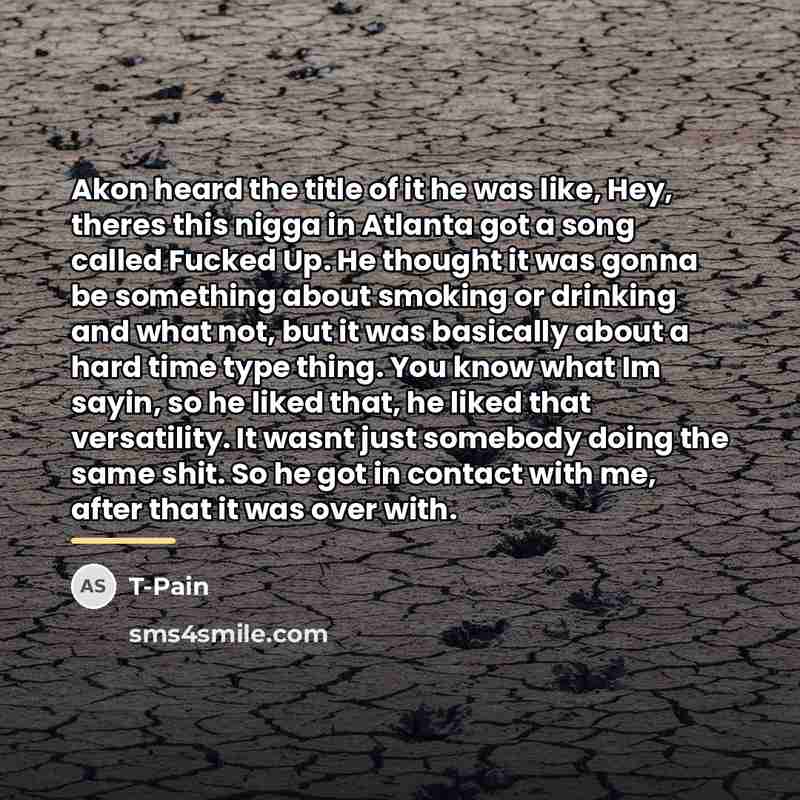 “Akon heard the title of it he was like, Hey,…” quote by T-Pain