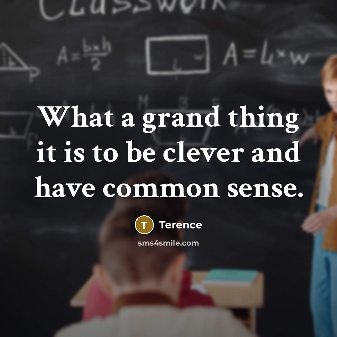 “What a grand thing it is to be clever and…” quote by Terence