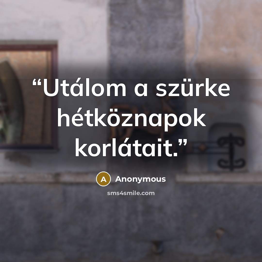 “Utálom a szürke hétköznapok korlátait.” quote by Anonymous