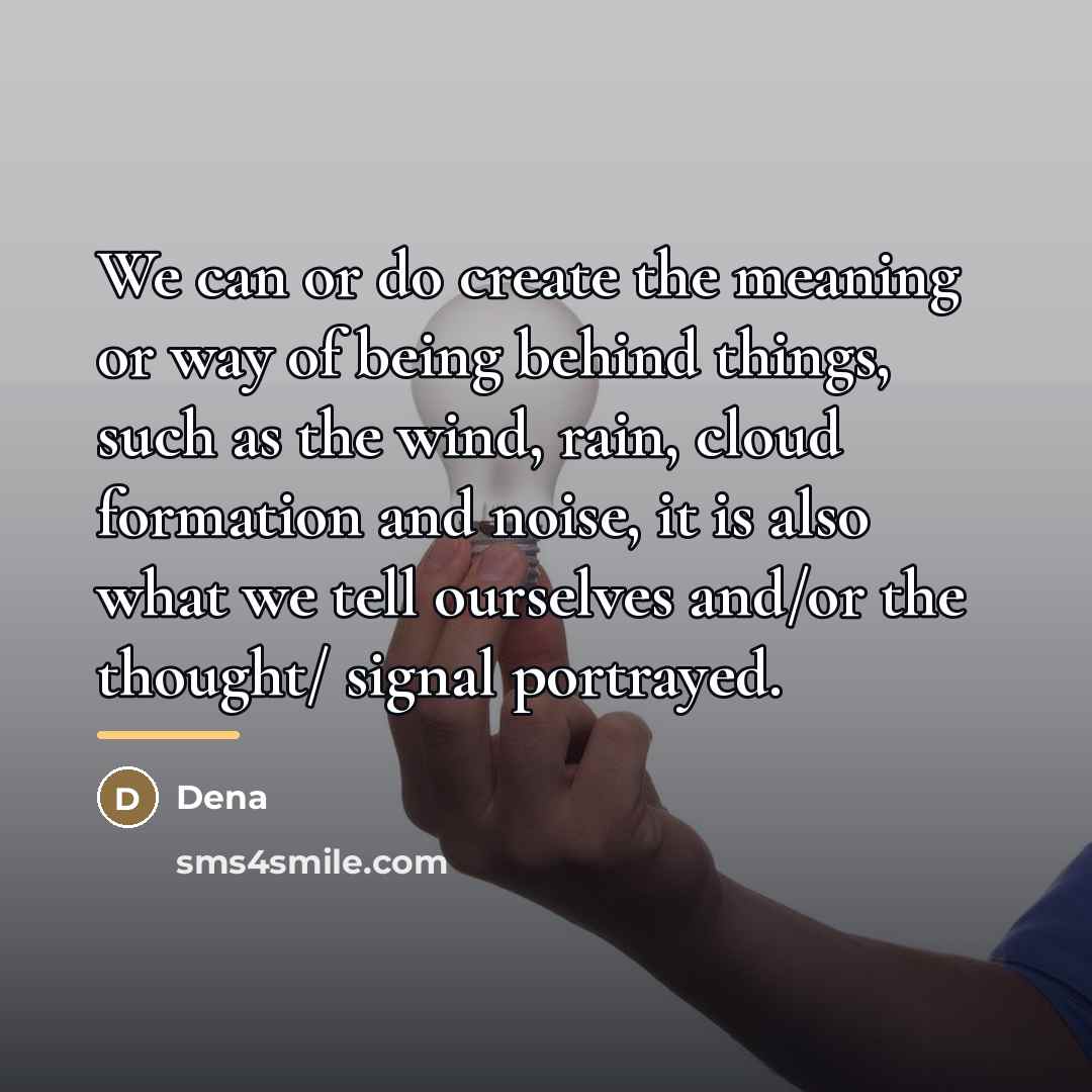 “We can or do create the meaning or way of…” quote by Dena