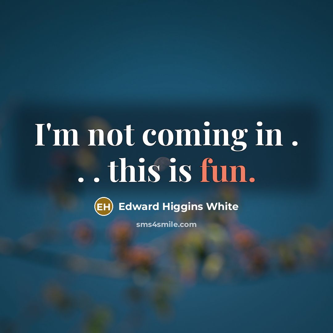 “I'm not coming in . . . this is fun.…” quote by Edward Higgins White