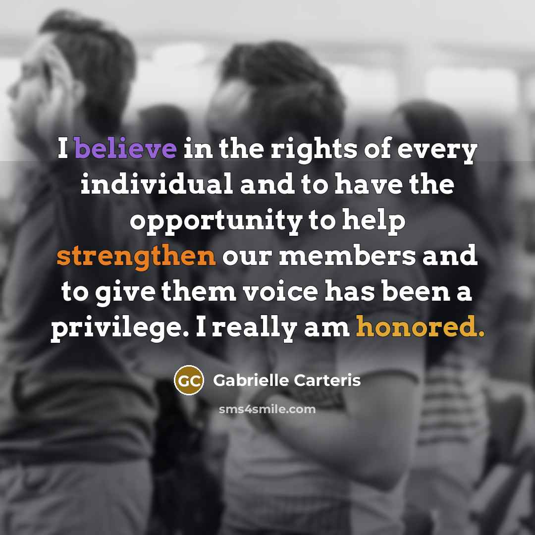 “I believe in the rights of every individual and to…” quote by Gabrielle Carteris