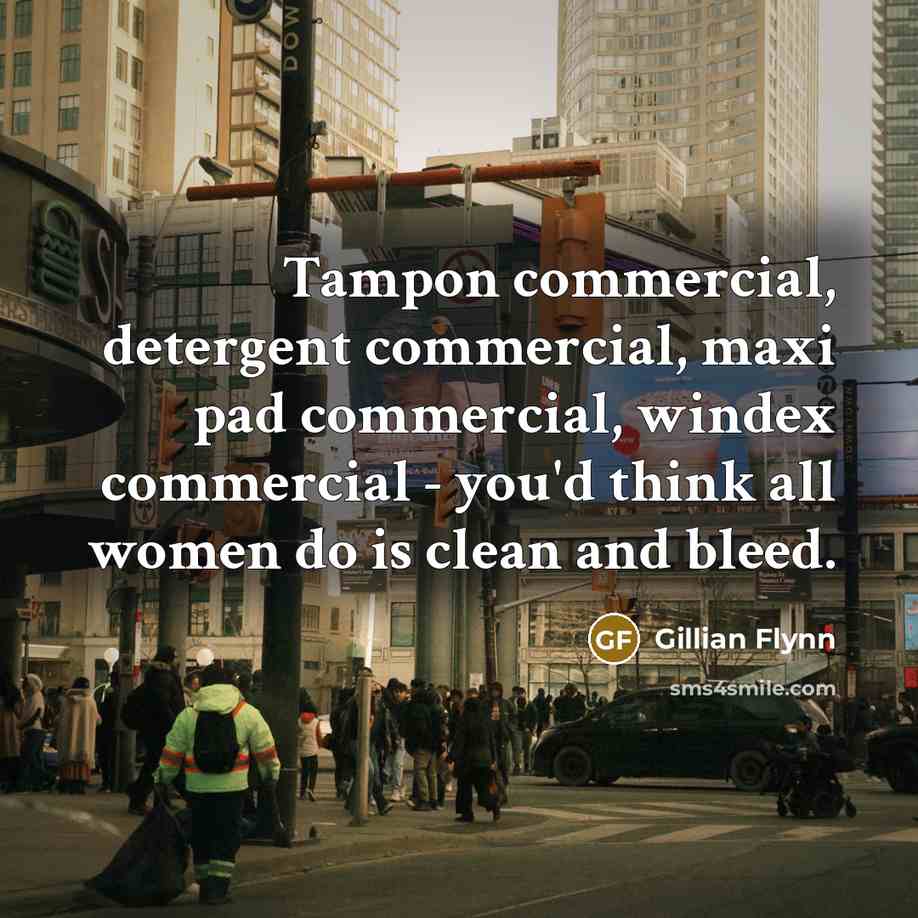“Tampon commercial, detergent commercial, maxi pad commercial, windex commercial -…” quote by Gillian Flynn