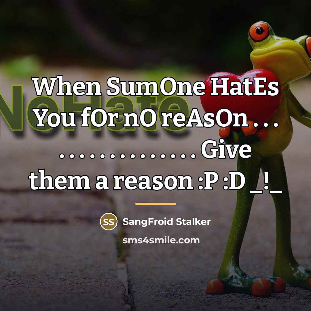 “When SumOne HatEs You fOr nO reAsOn . . .…” quote by SangFroid Stalker