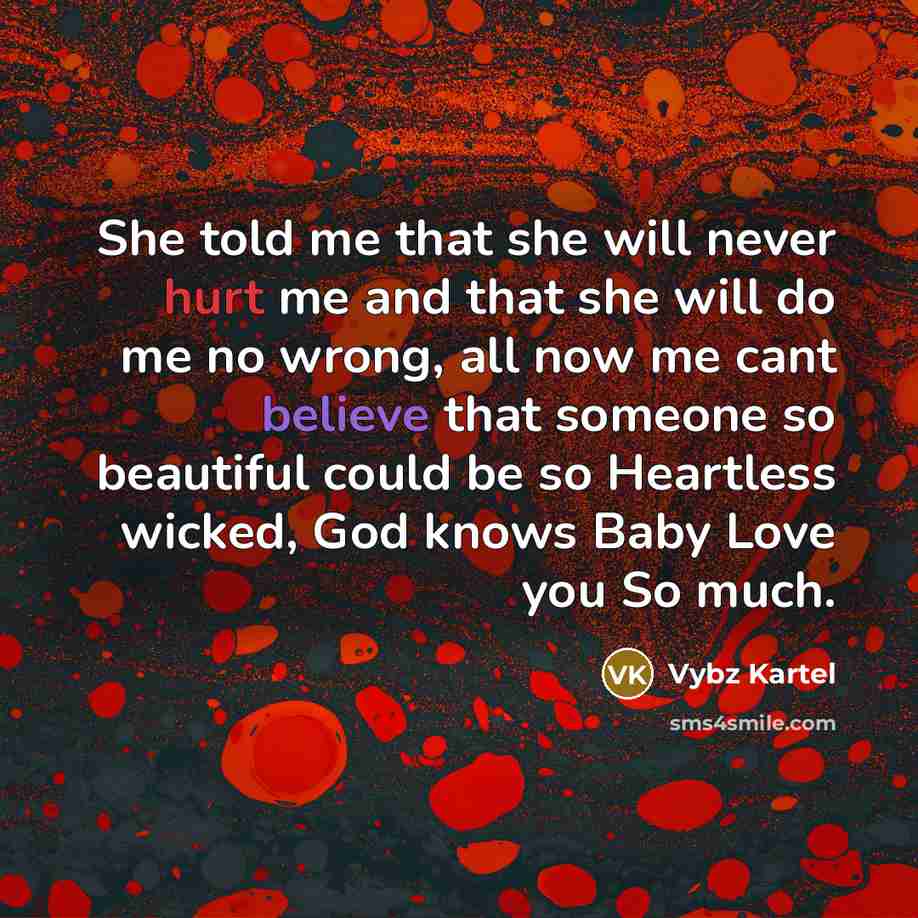 “She told me that she will never hurt me and…” quote by Vybz Kartel