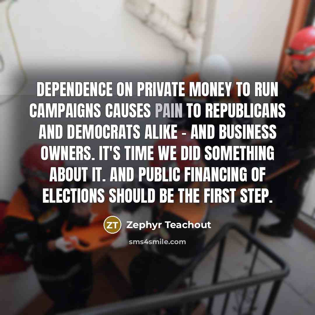 “Dependence on private money to run campaigns causes pain to…” quote by Zephyr Teachout