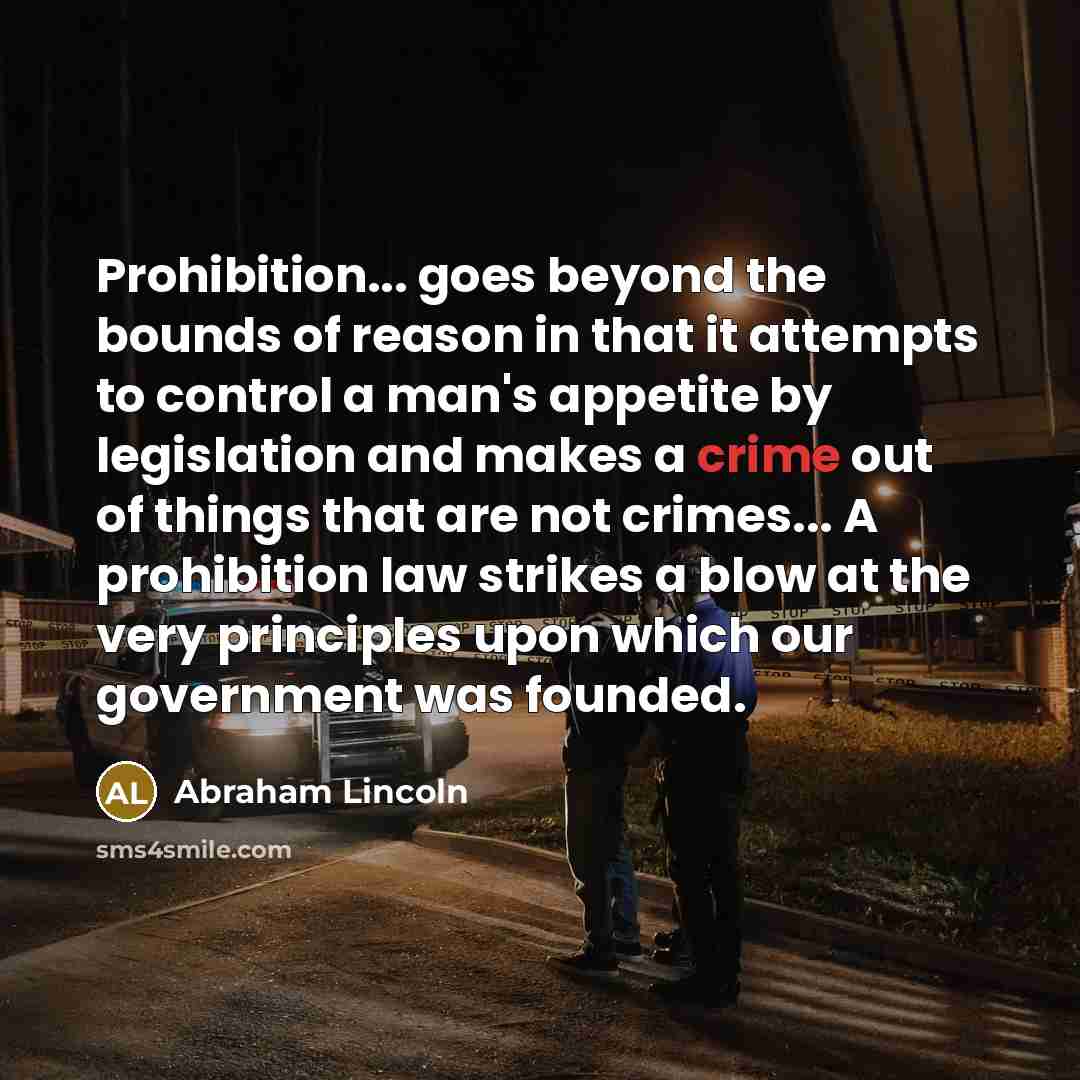 “Prohibition... goes beyond the bounds of reason in that it…” quote by Abraham Lincoln