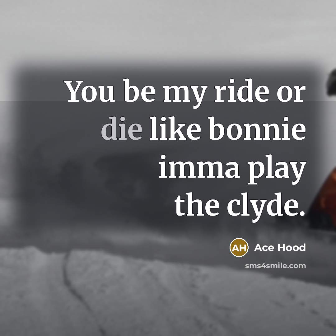 “You be my ride or die like bonnie imma play…” quote by Ace Hood