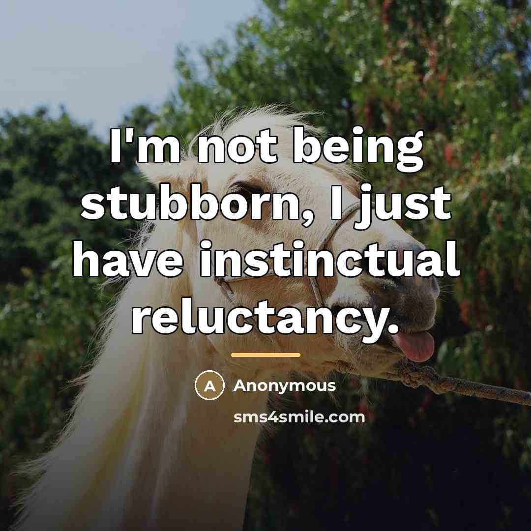 “I'm not being stubborn, I just have instinctual reluctancy.…” quote by Anonymous