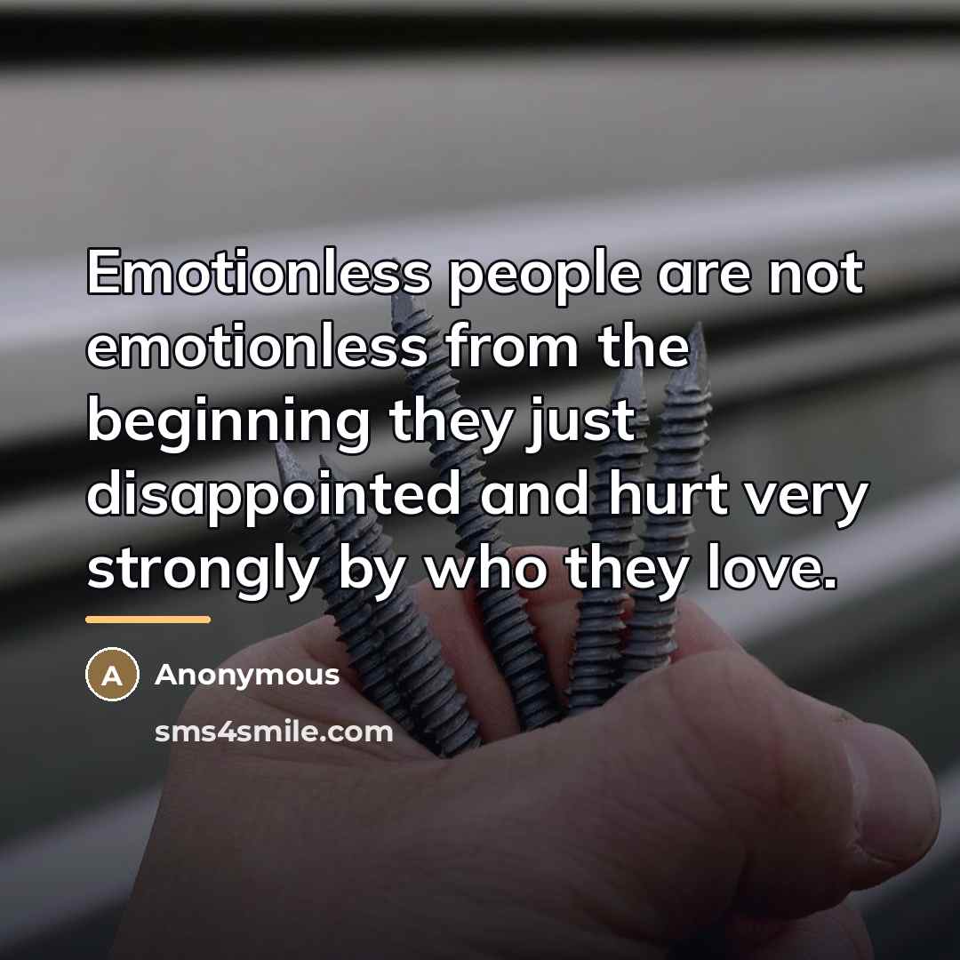 “Emotionless people are not emotionless from the beginning they just…” quote by Anonymous