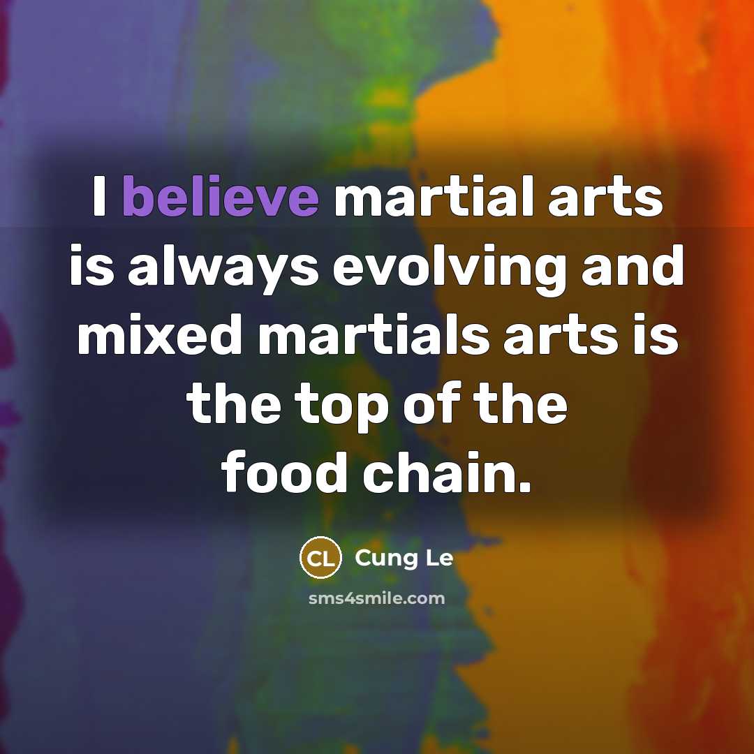 “I believe martial arts is always evolving and mixed martials…” quote by Cung Le