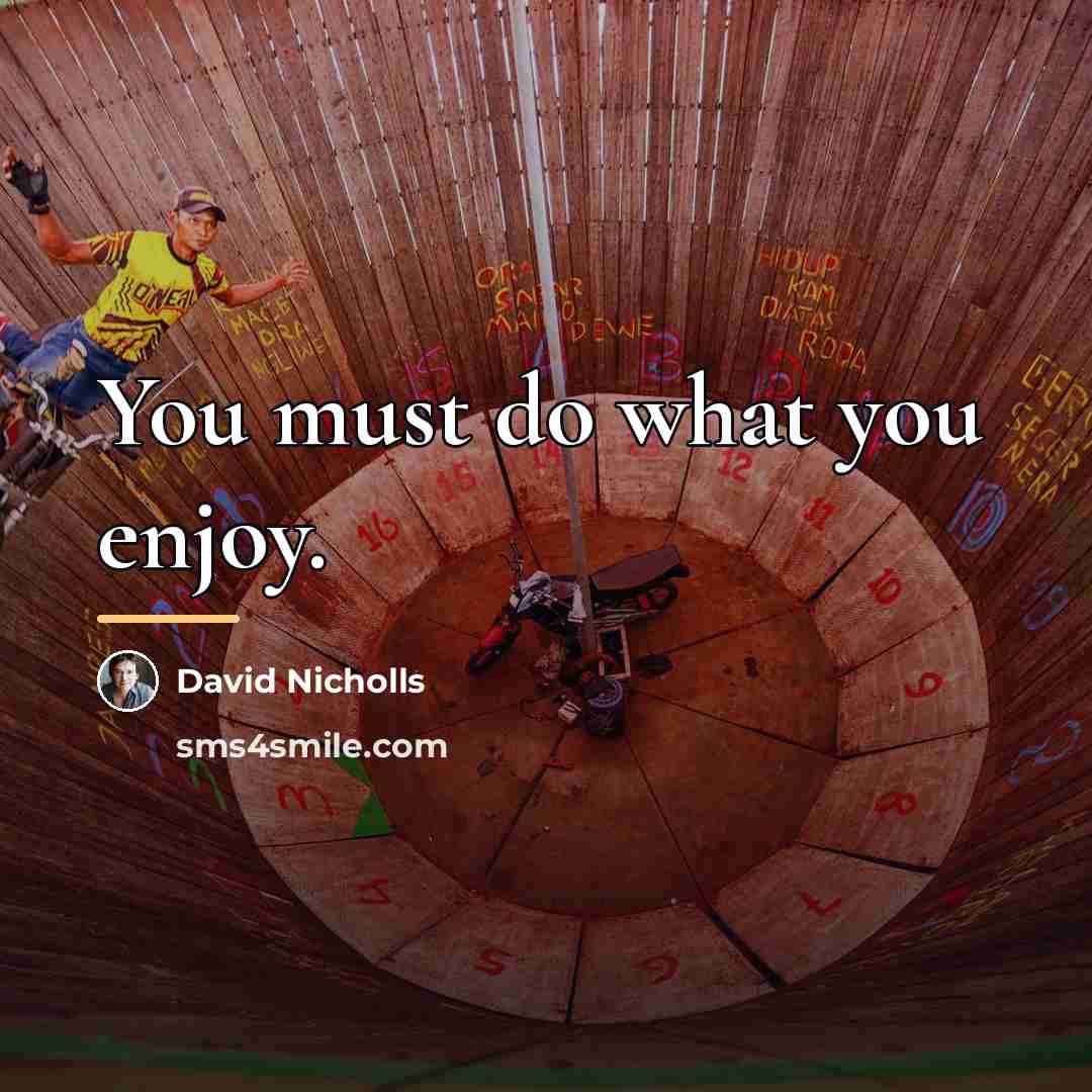“You must do what you enjoy.…” quote by David Nicholls
