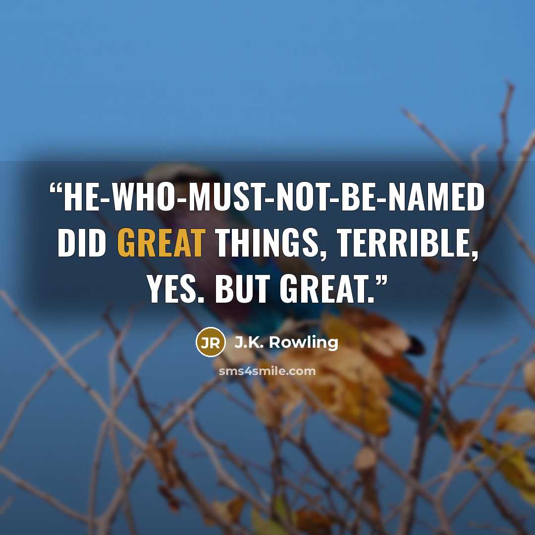 “He-who-must-not-be-named did great things, terrible, yes. But great.” quote by J.K. Rowling