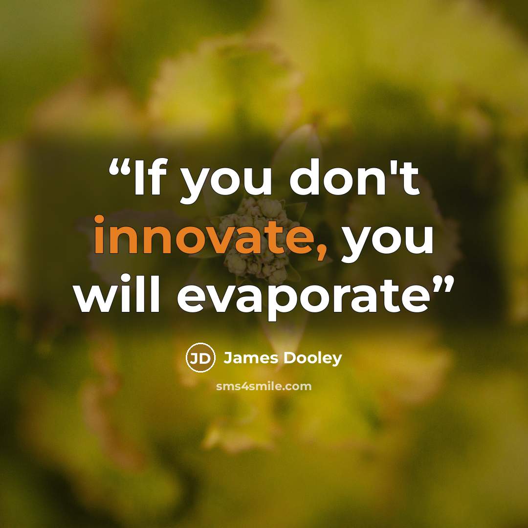 “If you don't innovate, you will evaporate” quote by James Dooley