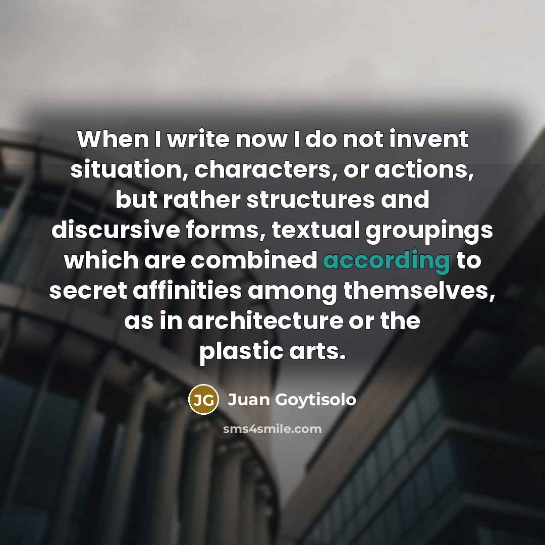“When I write now I do not invent situation, characters,…” quote by Juan Goytisolo