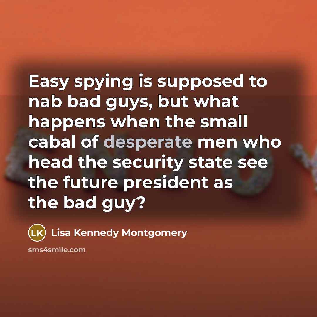“Easy spying is supposed to nab bad guys, but what…” quote by Lisa Kennedy Montgomery