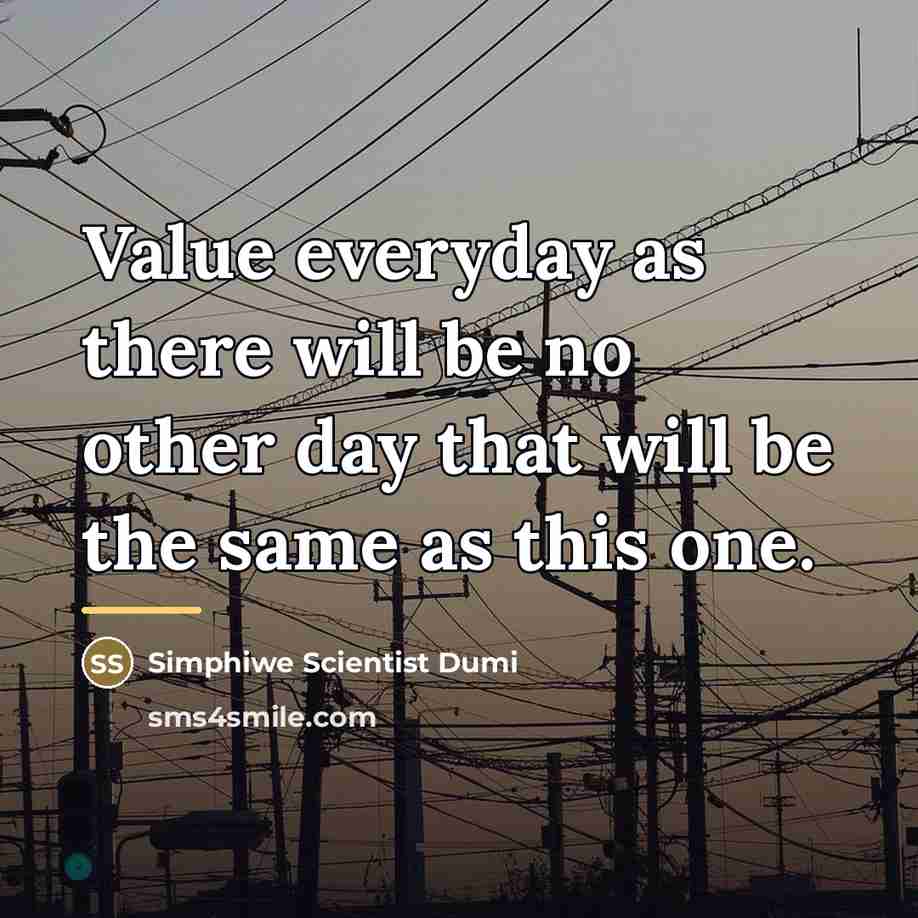 “Value everyday as there will be no other day that…” quote by Simphiwe Scientist Dumi