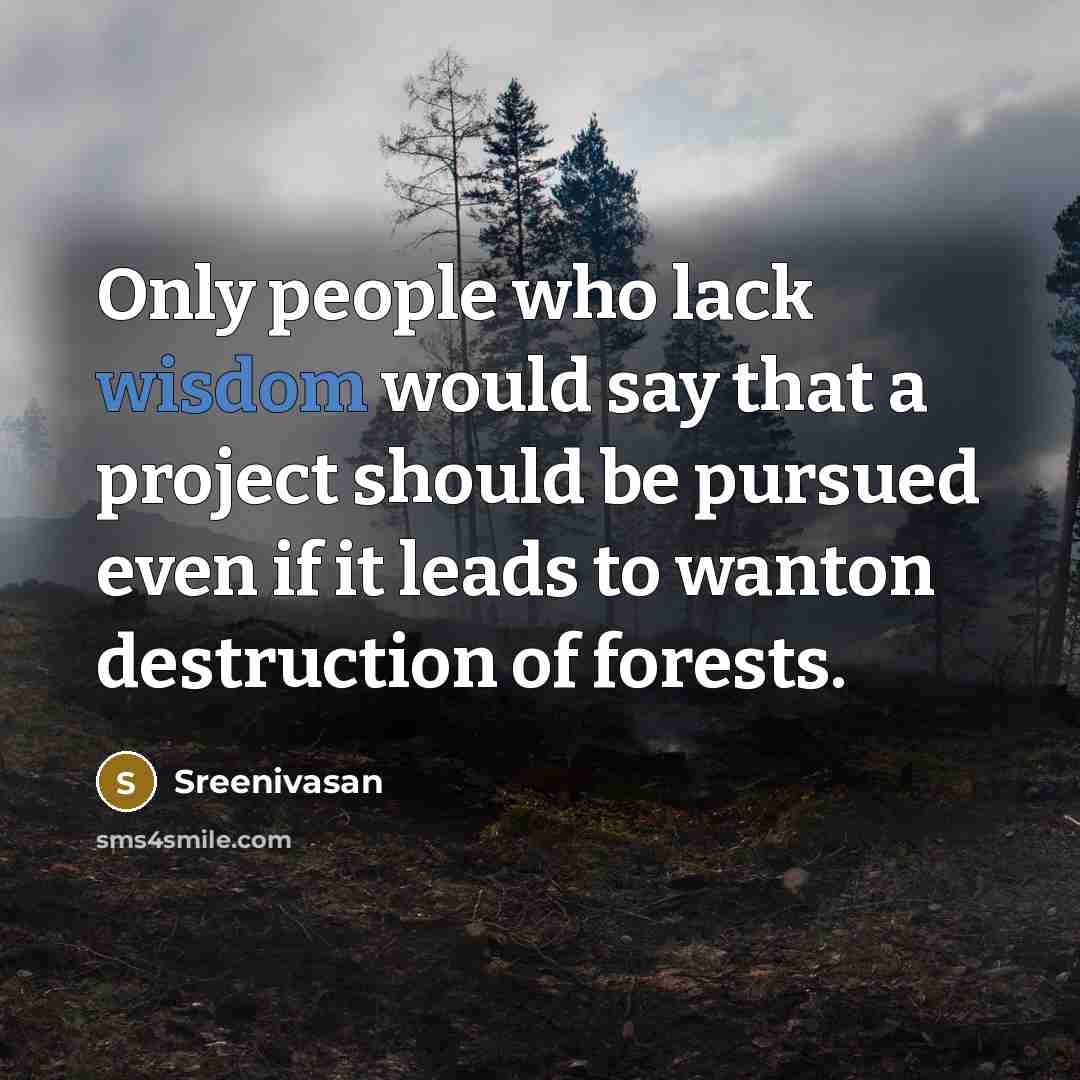 “Only people who lack wisdom would say that a project…” quote by Sreenivasan