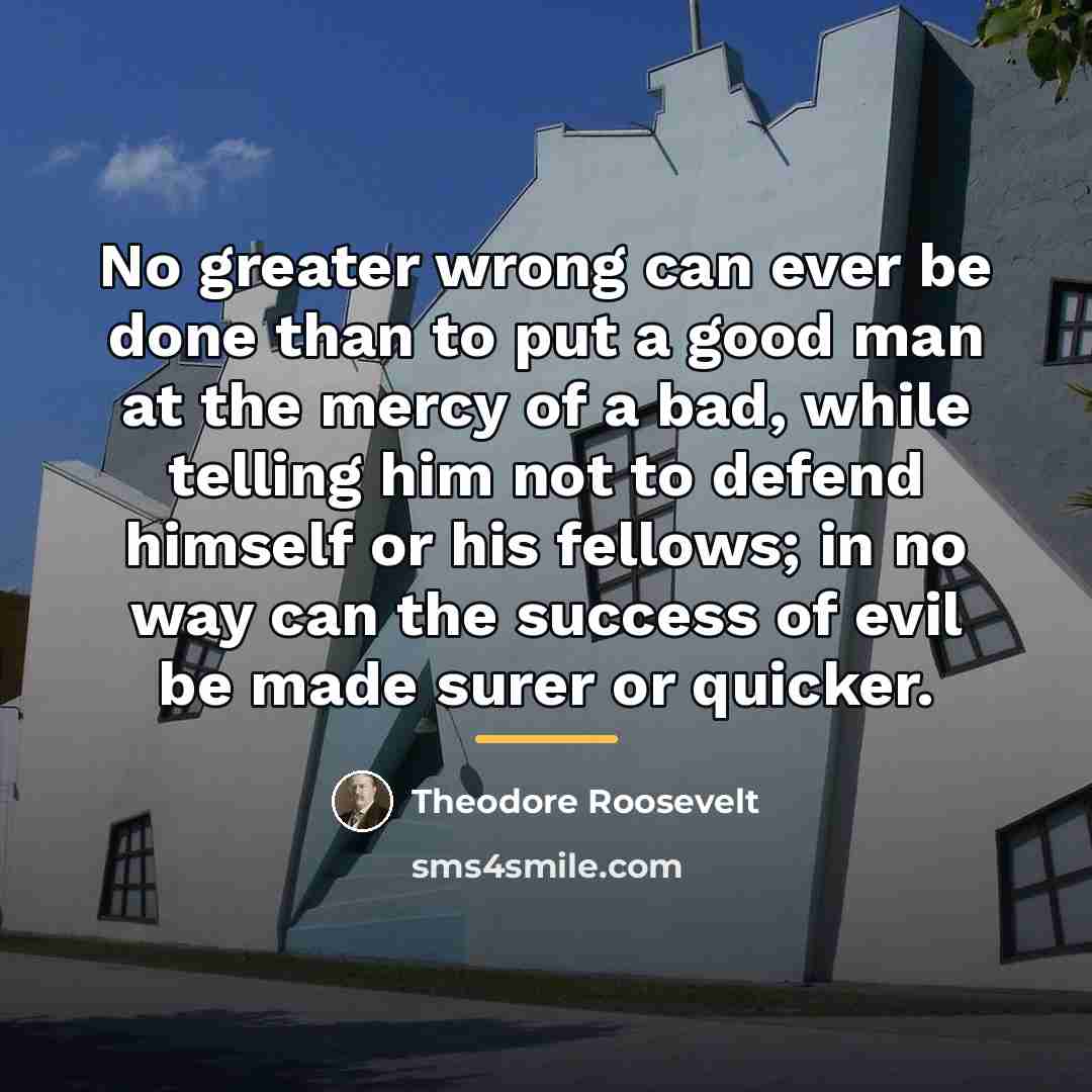 “No greater wrong can ever be done than to put…” quote by Theodore Roosevelt