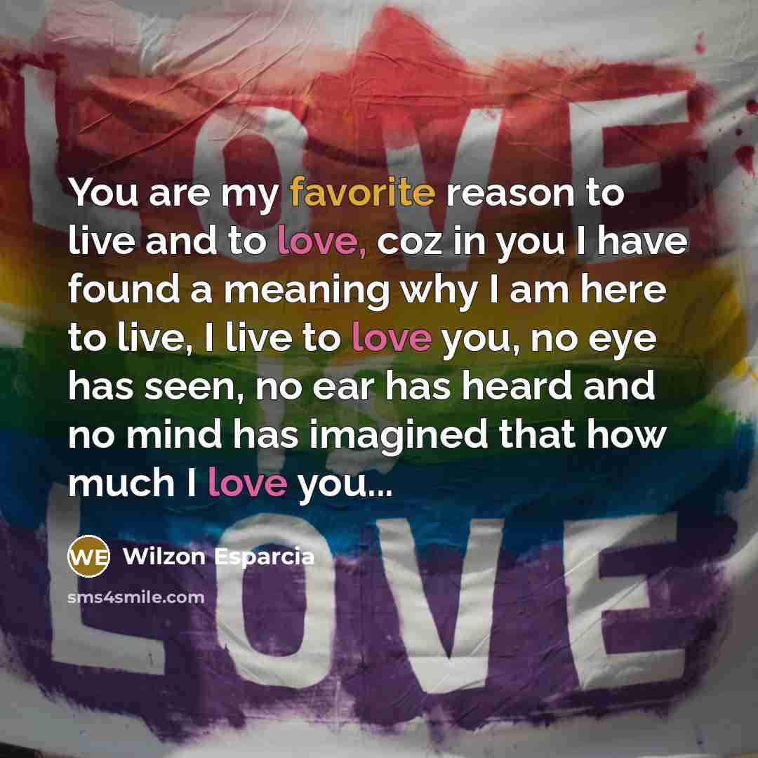 “You are my favorite reason to live and to love,…” quote by Wilzon Esparcia