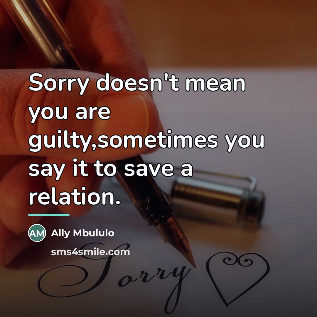 “Sorry doesn't mean you are guilty,sometimes you say it to…” quote by Ally Mbululo