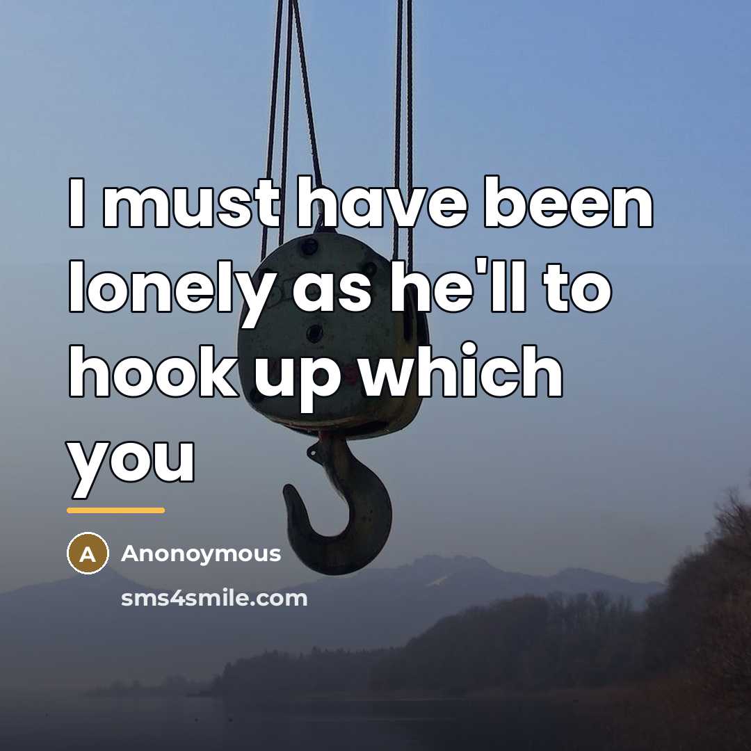 “I must have been lonely as he'll to hook up…” quote by Anonoymous