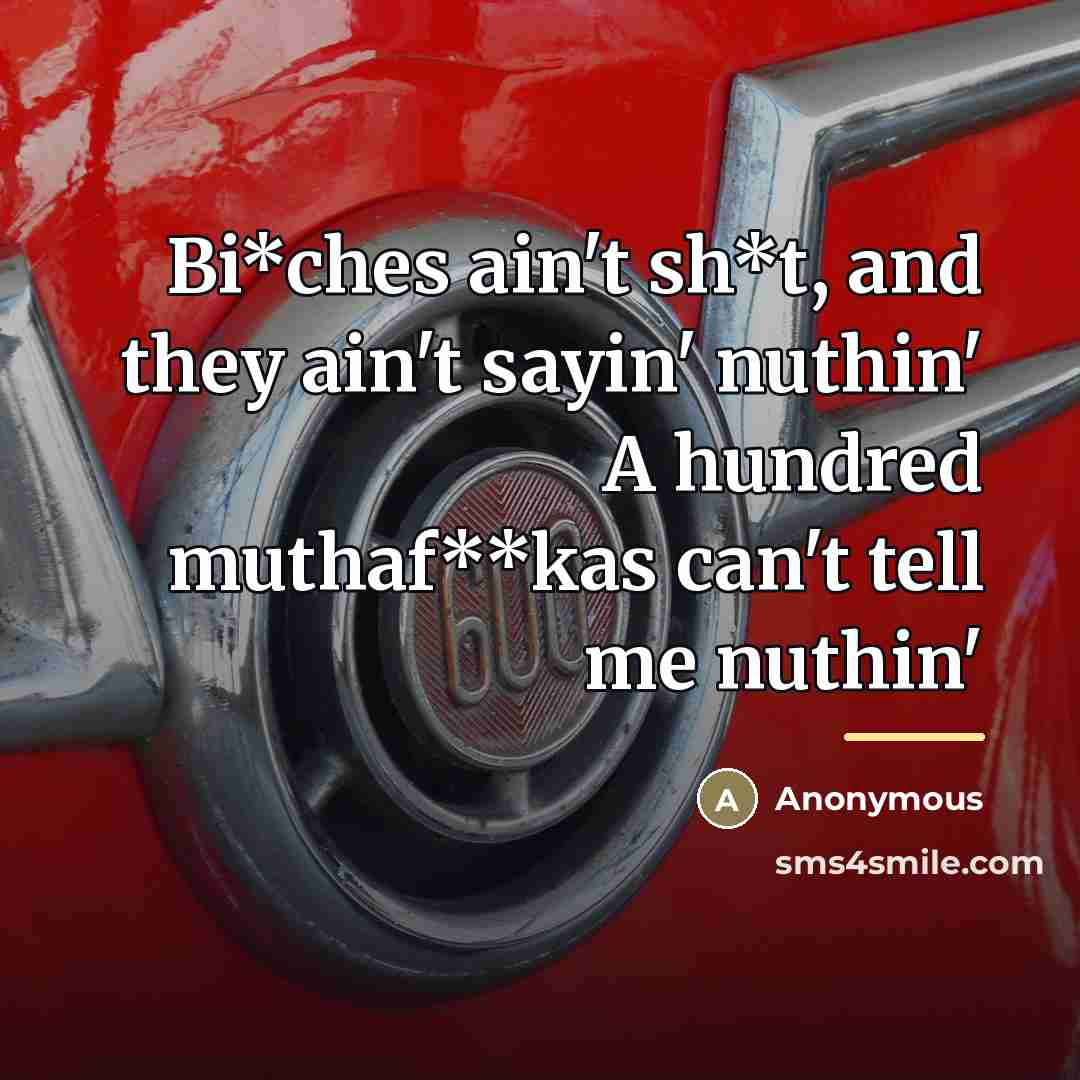 “Bi*ches ain't sh*t, and they ain't sayin' nuthin' A hundred…” quote by Anonymous