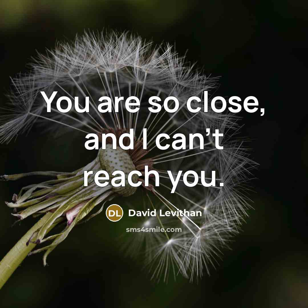 “You are so close, and I can’t reach you.…” quote by David Levithan