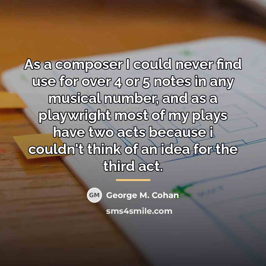 “As a composer I could never find use for over…” quote by George M. Cohan