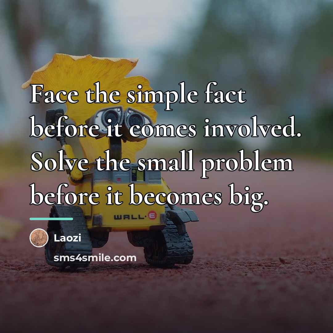 “Face the simple fact before it comes involved. Solve the…” quote by Laozi