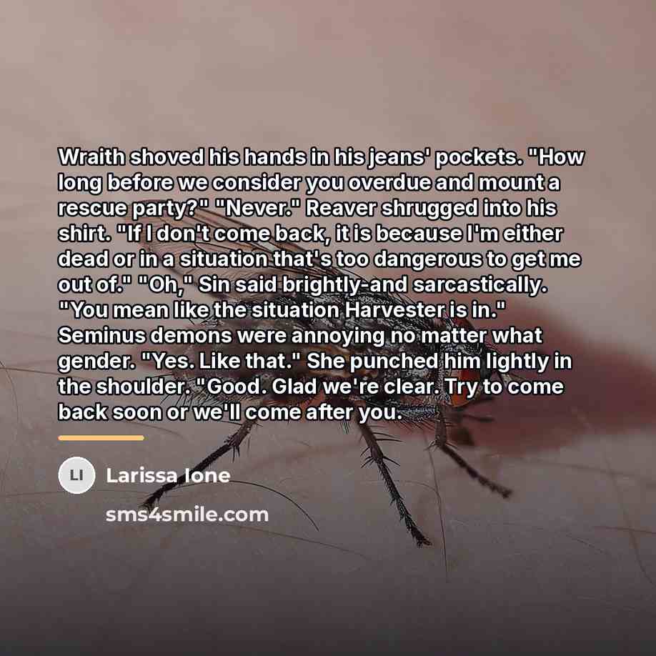 “Wraith shoved his hands in his jeans' pockets. "How long…” quote by Larissa Ione