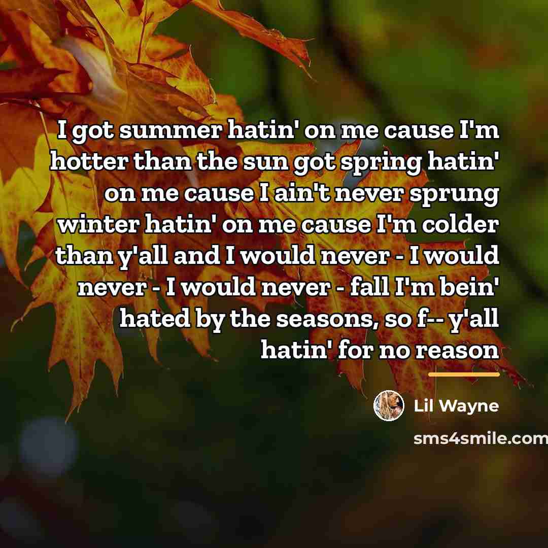 “I got summer hatin' on me cause I'm hotter than…” quote by Lil Wayne