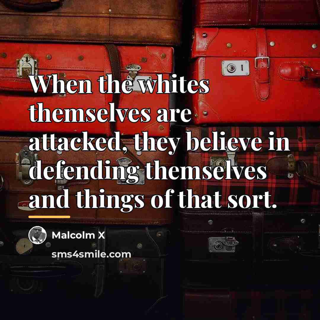 “When the whites themselves are attacked, they believe in defending…” quote by Malcolm X